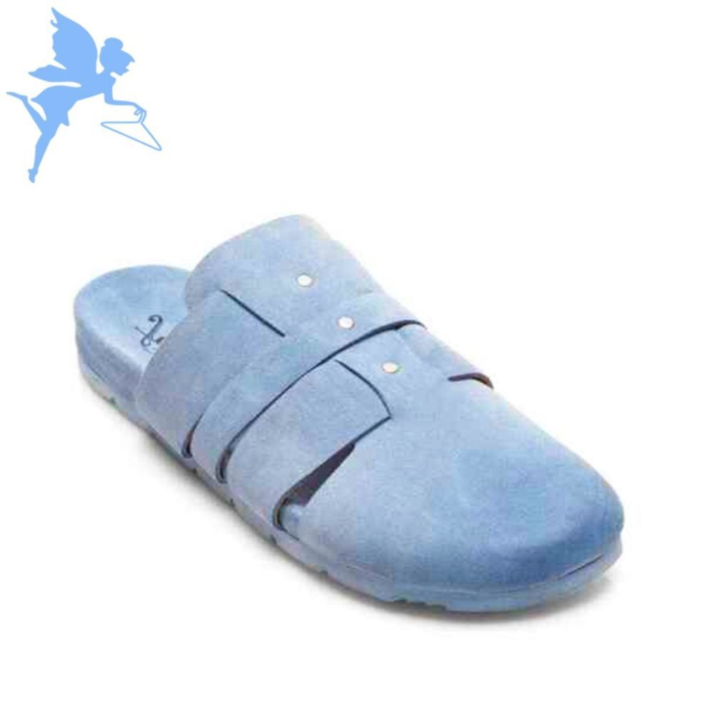 FREE PEOPLE Sunday Season Footbed Blue Suede Mule - Picture 2 of 9